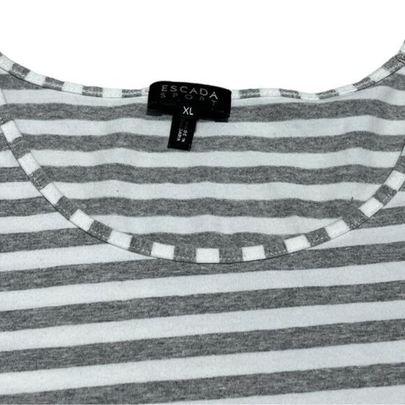 Escada Sport Striped Short Sleeves Crew Neck Top Size L - Picture 7 of 8